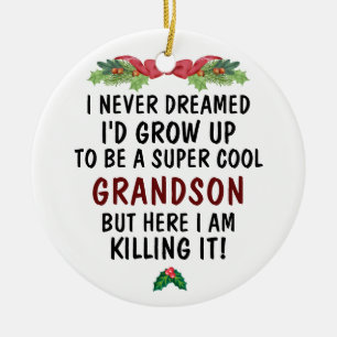 Super coole kleinzoon die het doodt & aangepaste f keramisch ornament