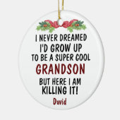 Super coole kleinzoon die het doodt & aangepaste f keramisch ornament (Links)