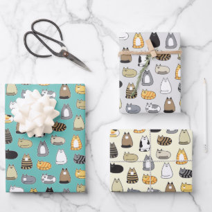 Super Cute Cat Pattern, kies uw kleuren Inpakpapier Vel