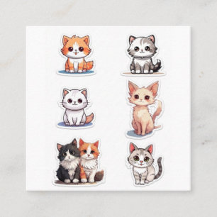 Super Cute Chibi Kitten Stickers Collectie - Pakke Vierkante Visitekaartje