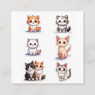 Super Cute Chibi Kitten Stickers Collectie - Pakke Vierkante Visitekaartje