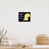 SUPER CUTE Dinosaur Poster BLACK RAWR small (Keuken)