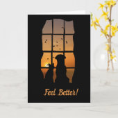 Super Cute Dog en Cat Voel Betere Kaart (Gele Bloem)