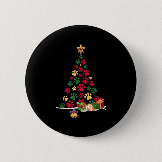 Super Cute Dog Paws Print Christmas Tree Ronde Button 5,7 Cm (Voorkant)