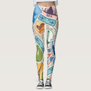 Super Cute en Colorful Passport Stampen Leggings