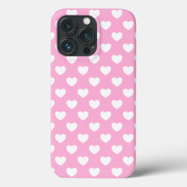 Super Cute Feminine roze en witte harten iPhone 13 Pro Hoesje