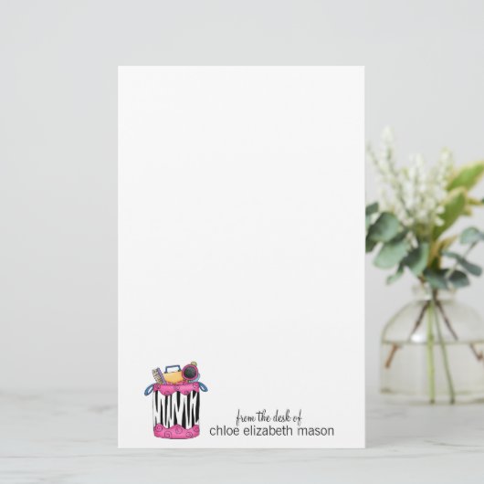 Super Cute Girly Stationery Briefpapier (Staand voorkant)