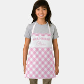 Super Cute Head Baker Pink Gingham Naam Schort (Insitu)