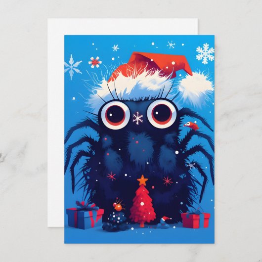 Super Cute Jumping Spider Cartoon Christmas Cards Feestdagenkaart (Voorkant / Achterkant)