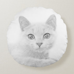 SUPER CUTE Kat Portret Foto Rond Kussen