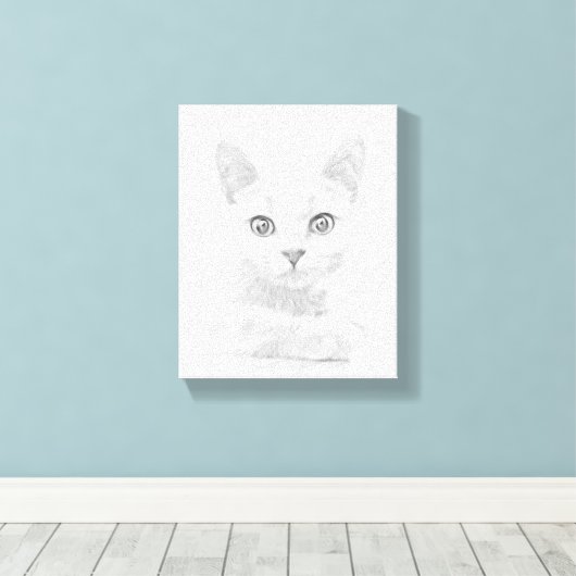 SUPER CUTE Kitten Cat Portret Canvas Afdruk (Insitu (Houten vloer))