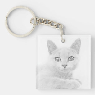 SUPER CUTE Kitten Portret Foto Sleutelhanger
