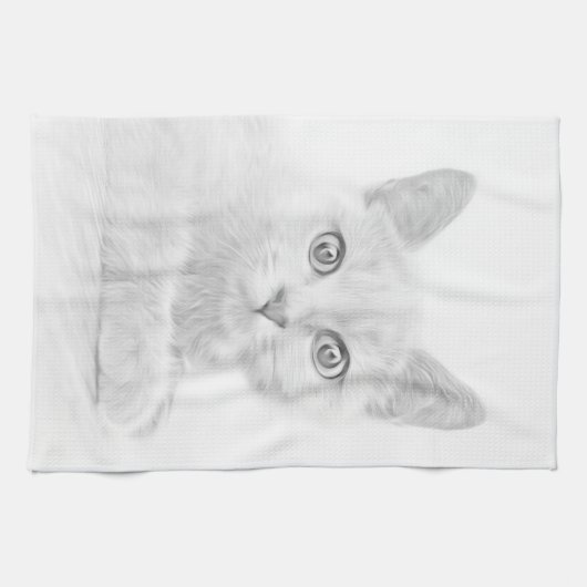 SUPER CUTE Kitten Portret Foto Theedoek (Horizontaal)