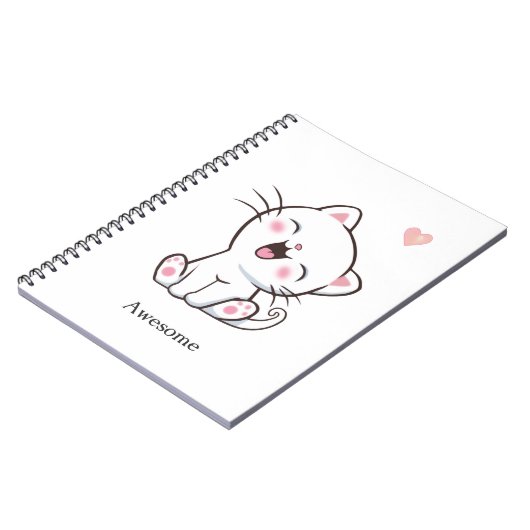 Super Cute Kitty Chat sur Carnet blanc (Côté gauche)