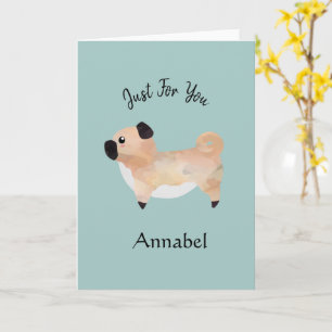 Super Cute Personalized Pug Kaart