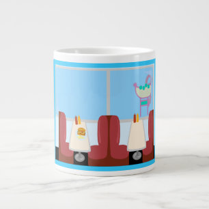 Super Cute Retro Fifties Diner Cartoon Art Extra Grote Mok