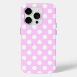 Super Cute Roze met stijlvolle witte poolpunts iPhone 15 Pro Case