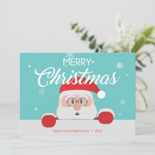 Super Cute Santa Claus Face kerstkaart (Staand voorkant)