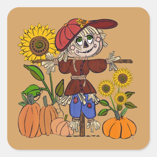 Super Cute Scarecrow Vierkante Sticker (Voorkant)