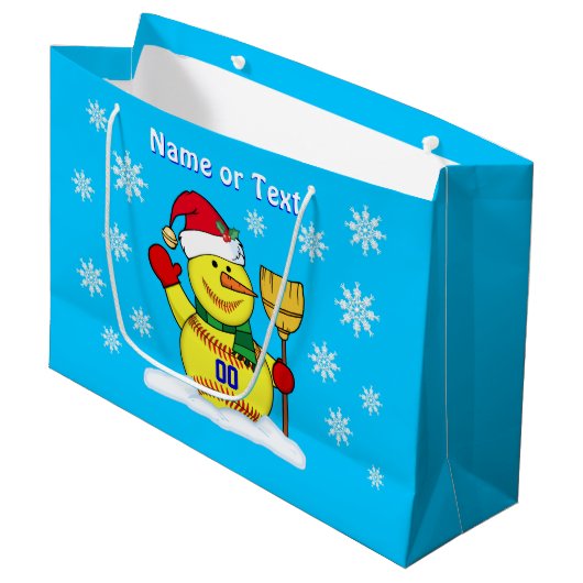 Super Cute Snowman Softball Gift Bags PERSONALIZED Groot Cadeauzakje (Voorkant Gekanteld)