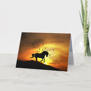 Super Cute Unicorn die op zonsopgang rondloopt Kaart