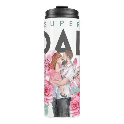 Super Dad Bloemen Waterverf Thermische Tumbler Thermosbeker (Voorkant)