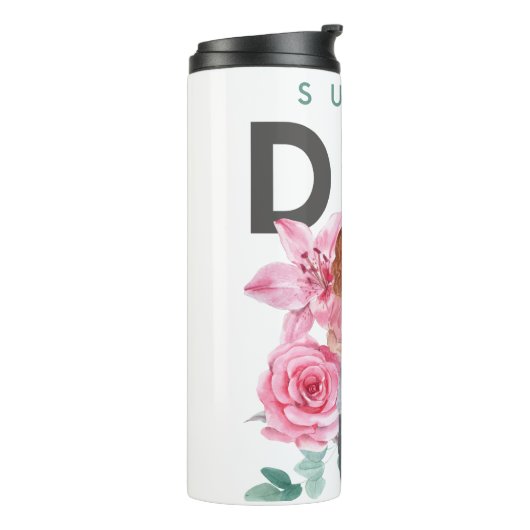 Super Dad Bloemen Waterverf Thermische Tumbler Thermosbeker (Gedraaid links)