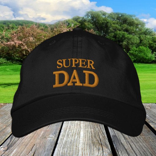 SUPER DAD brodé baseball casquette or / noir