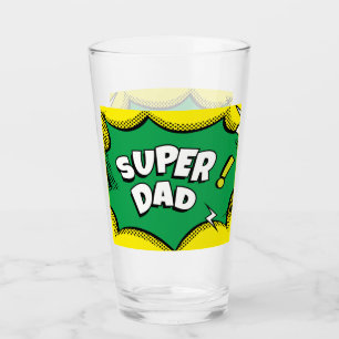 "Super Dad" Colorful Comic Book Pop Art Glas
