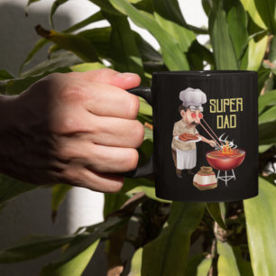 Super Dad Cookout Illustratie   Funny Fathers Day Mok