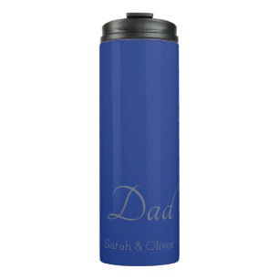Super Dad Gift — Minimalistisch blauw en zilver Thermosbeker