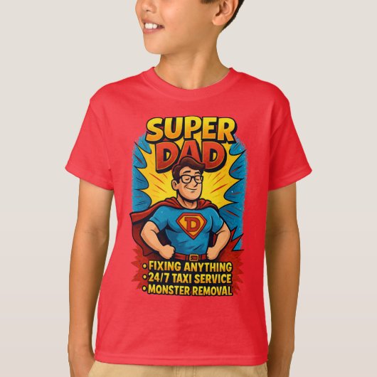 Super Dad Gift - Vaderdag Superhero Comic T-shirt (Voorkant)