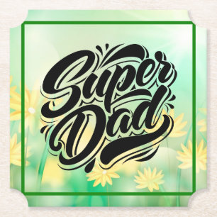 Super Dad Held Typography Ontwerp-67888 Kartonnen Onderzetters