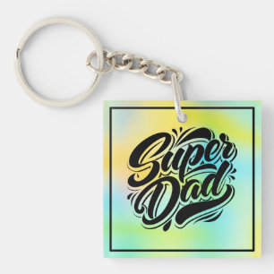 Super Dad Hero Typografie Ontwerp-67888 Sleutelhanger