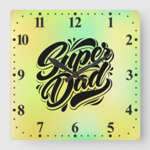 Super Dad Hero Typografie Ontwerp-67888 Vierkante Klok
