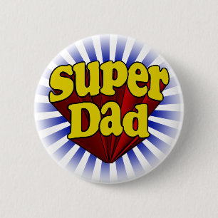 Super Dad, Superheld Red/Yellow/Blue Ronde Button 5,7 Cm