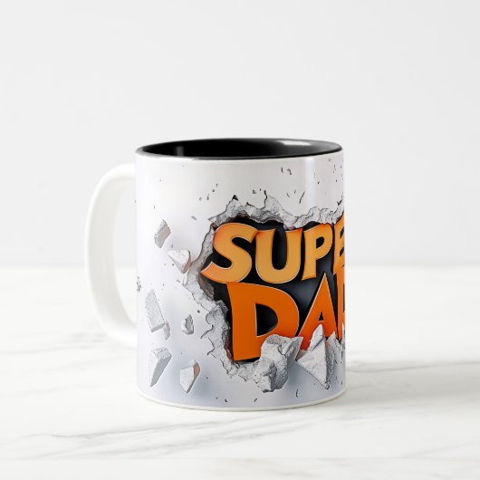 Super dad tweekleurige koffiemok (Voorkant links)