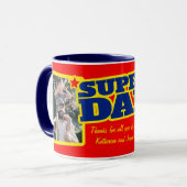 Super Dad voeg 2 foto's rode naam mok (Voorkant links)