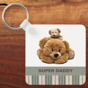 Super Daddy Cute Teddy Bears Gift Sleutelhanger