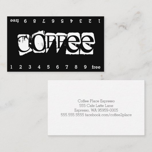 Super Danger Double Num Loyalty Coffee Punch Card (Voorkant / Achterkant)