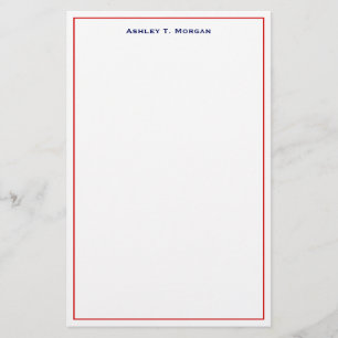 Super Eenvoud Rood Blauw Gepersonaliseerd Briefpapier