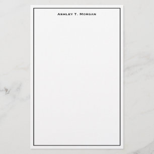 Super eenvoud zwart wit gepersonaliseerd briefpapier