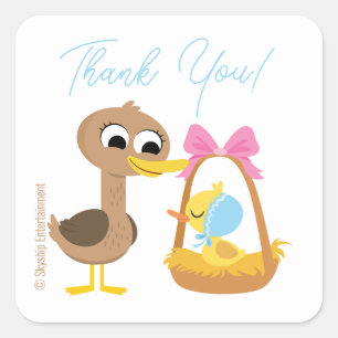 Super eenvoudig   5 Little Ducks Boy Baby shower Vierkante Sticker