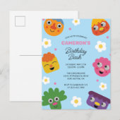 Super eenvoudig | Noodle & Pals Blauwe Bloemen Ver Briefkaart (Voorkant / Achterkant)