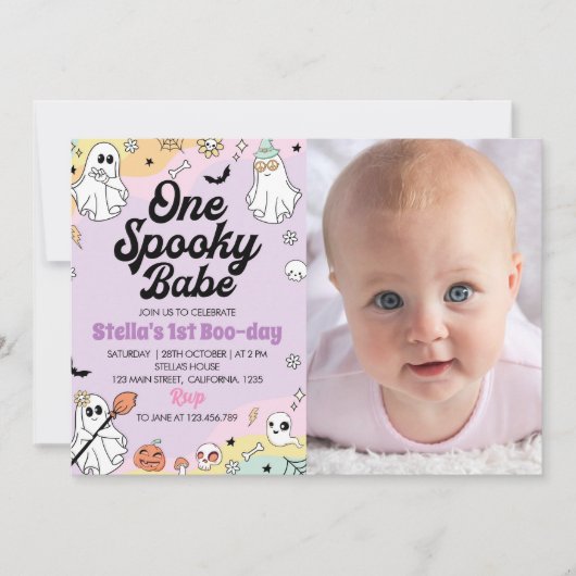 Super Éffrayant Un Fantôme 1er Invitation annivers (Devant)