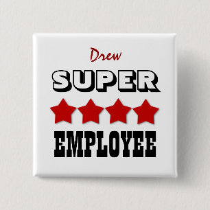 Super EMPLOYEE met sterren RED V18 Vierkante Button 5,1 Cm