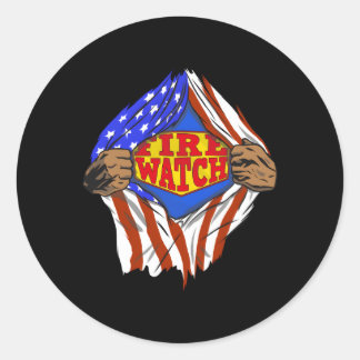 Super Fire Watch Hero-taak Ronde Sticker