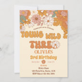 Super Floral Retro 3ème anniversaire Invitation (Devant)