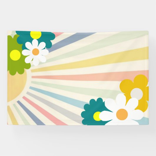 Super, floral, rétro, hippie, boho, bannière (Horizontal)