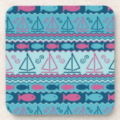 Super Fun Fish and Sailboat Pattern Bier Onderzetter (Voorkant)